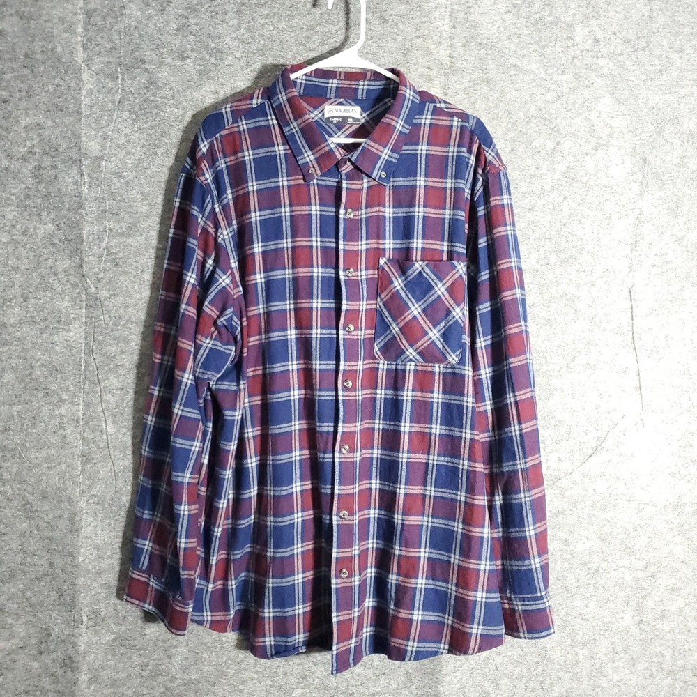Magellan Outdoors Flannel Shirt Mens 2XL Plaid Long Sleeve Button Up Casual Wear